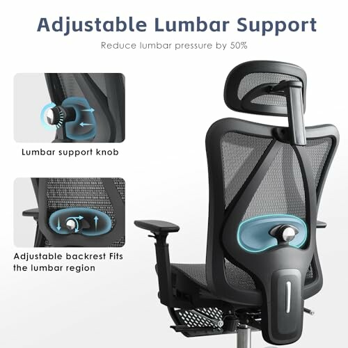 Ergonomic office chair with adjustable lumbar support and backrest.