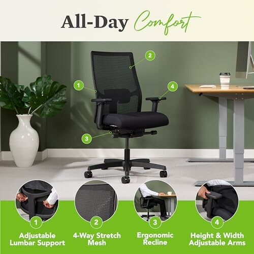 Ergonomic office chair with adjustable features for comfort.