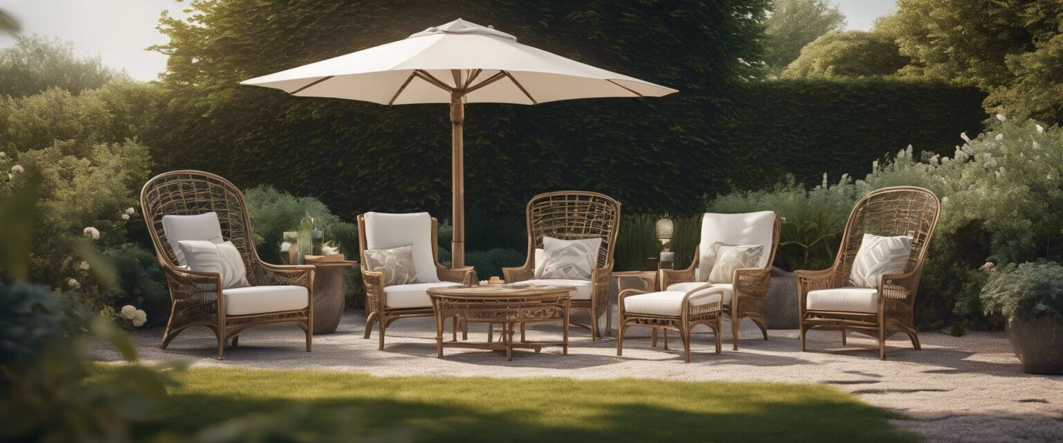 Collection of high back outdoor chairs in a garden